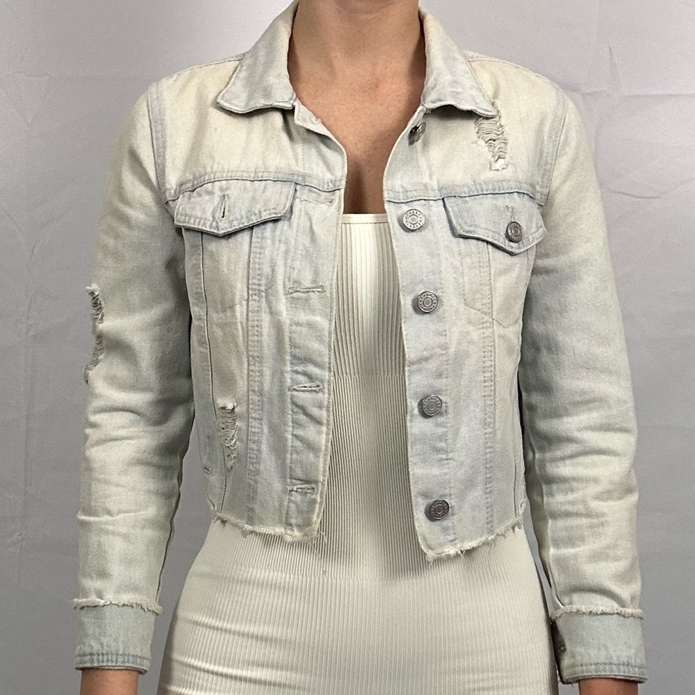 Cropped Jean denim light blue jacket